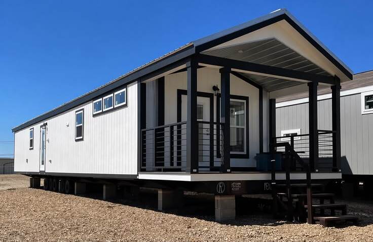 Modern mobile home with porch